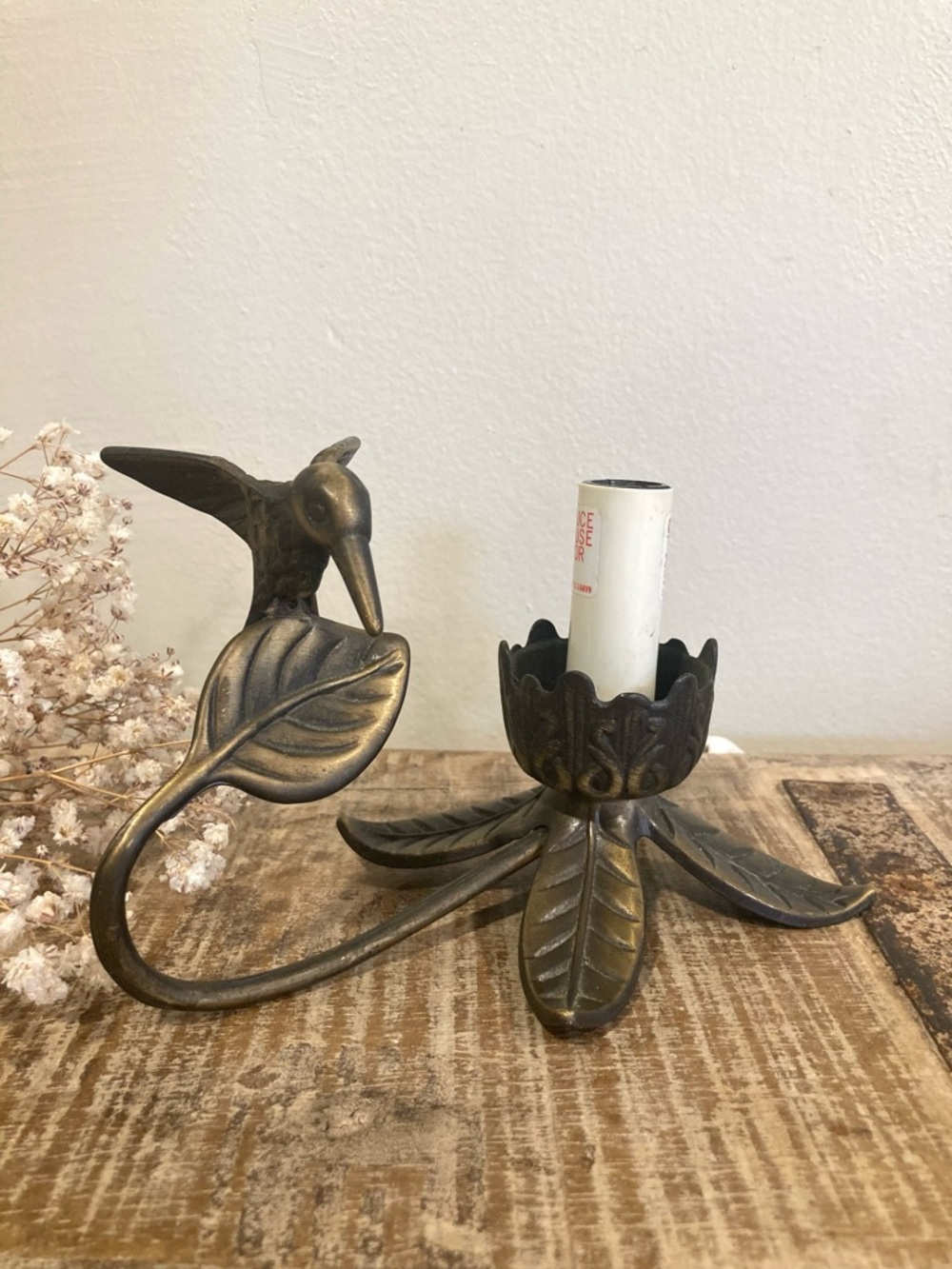 Vintage Taiwan Metal Hummingbird Light Fixture